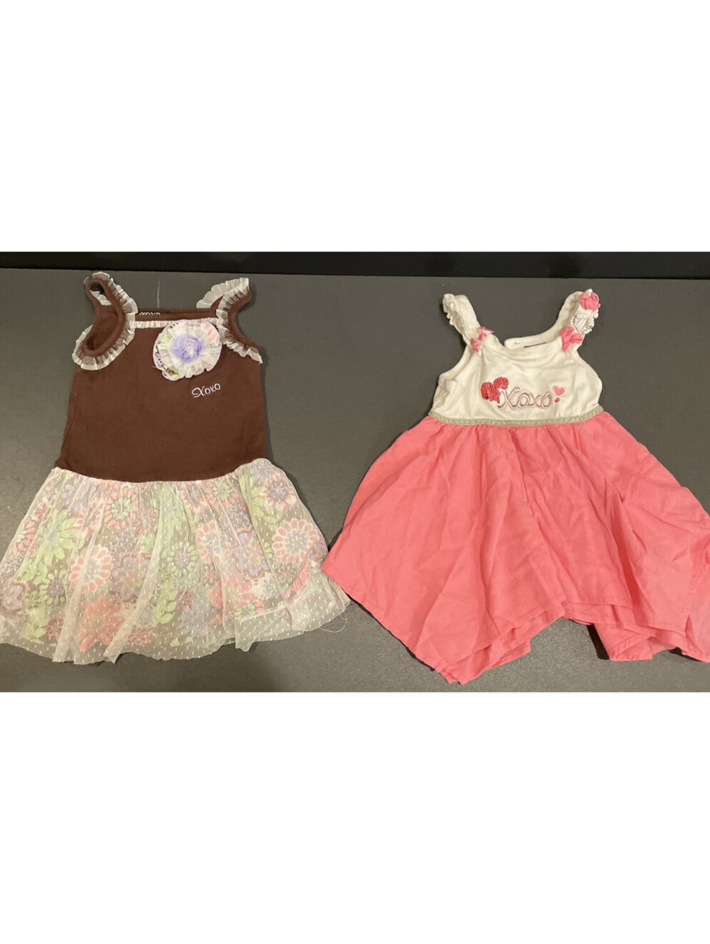 Lot of 2 XOXO Baby Girls Tops Tunic  **4t/24 Months Brown Pink Ruffle Flower